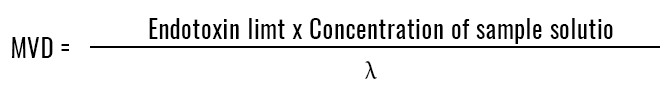MVD = Endotoxin standard value x Concentration of sample solutio / λ