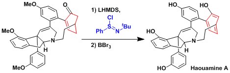 イミドイルクロリドを活性種とするHaouamineAの合成反応式