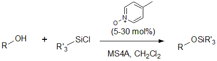 トリアルキルクロロシランを用いたヒドロキシ基の保護の例