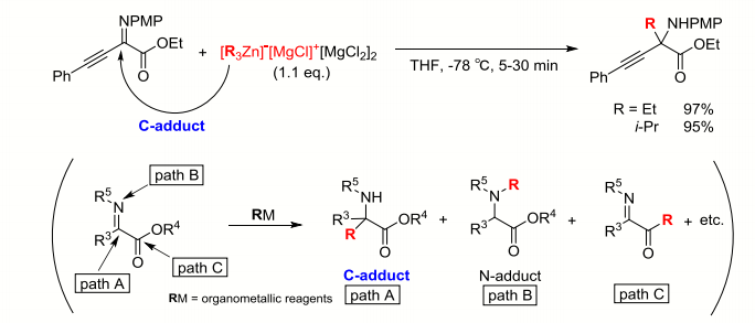 β,γ-アルキニル-<i>α</i>-イミノエステル化合物のC-アルキル付加反応