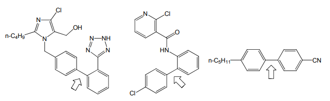 図 2 鈴木-宮浦カップリングで工業的に生産されている化合物の例
