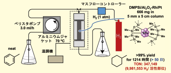 Figure 1．連続フロー系での芳香環水素化反応