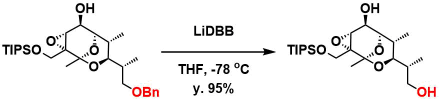 リチウム―di-tert-butylbiphenyl(LiDBB)によるBn基の除去