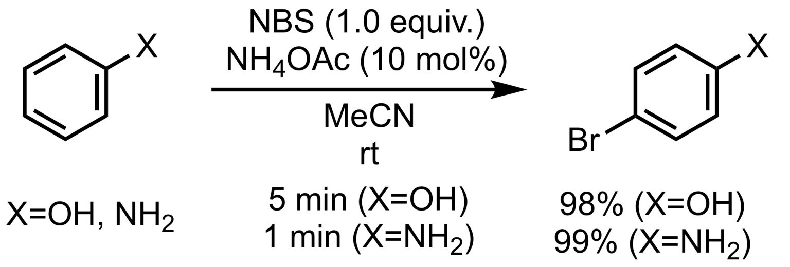 図1  NBS と酢酸アンモニウムを用いた芳香族ブロモ化反応